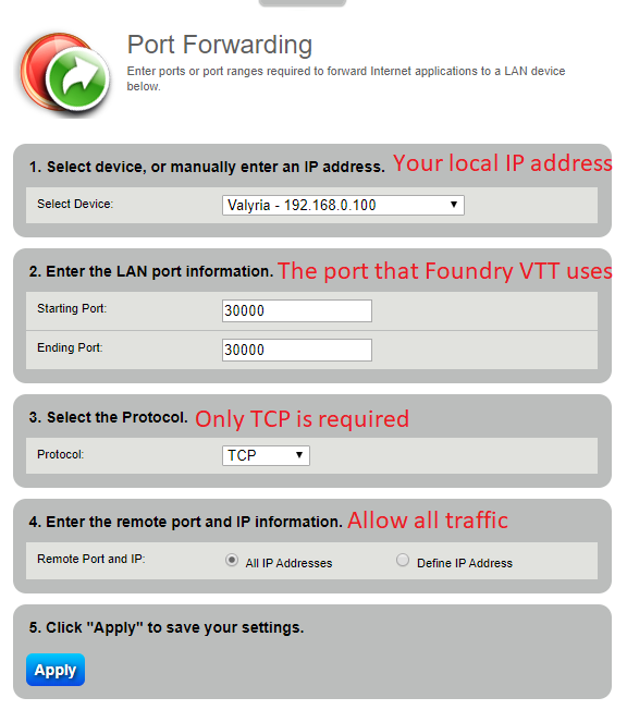 Port Forwarding Example