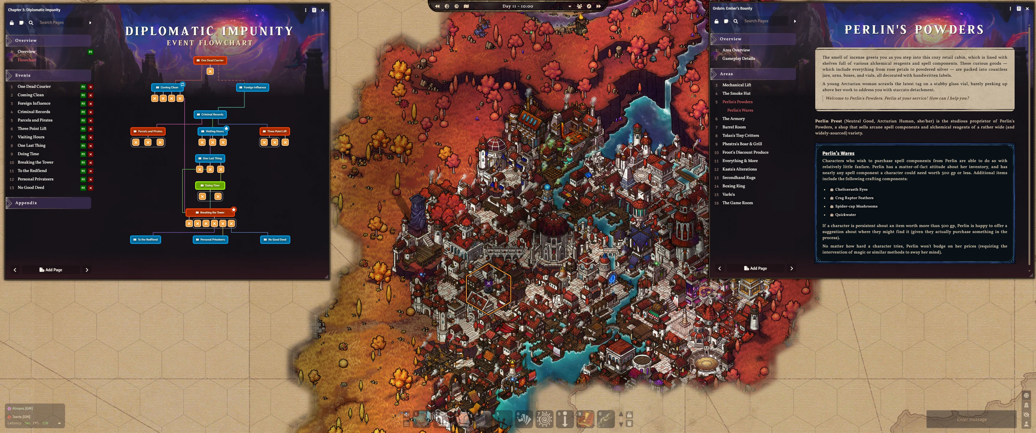 A screenshot of Ember depicting journal entries and narrative design tools.