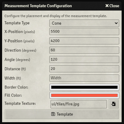 Measured Template Configuration Sheet