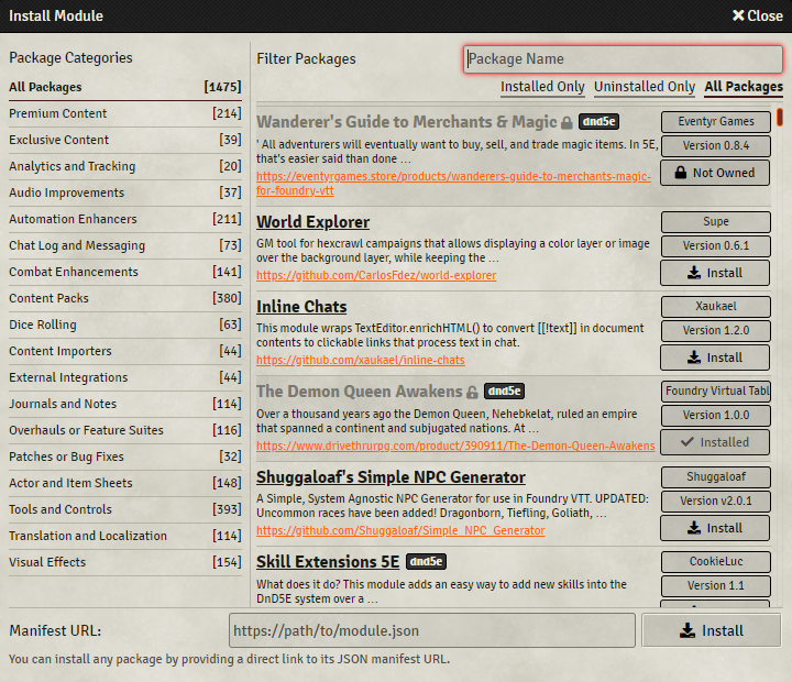 Add-on Module Browser