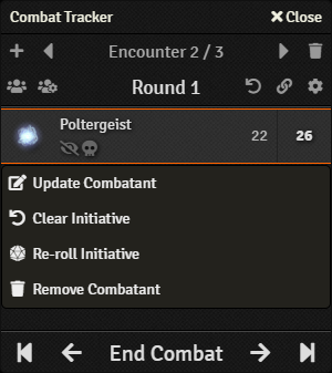 Combat Tracker Context Menu