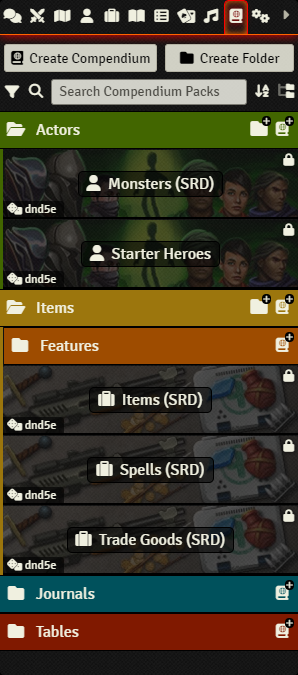 Compendium Pack Sidebar