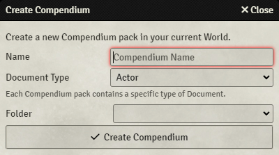 Create New Compendium Pack