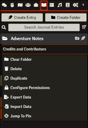 Journals - Context Menu