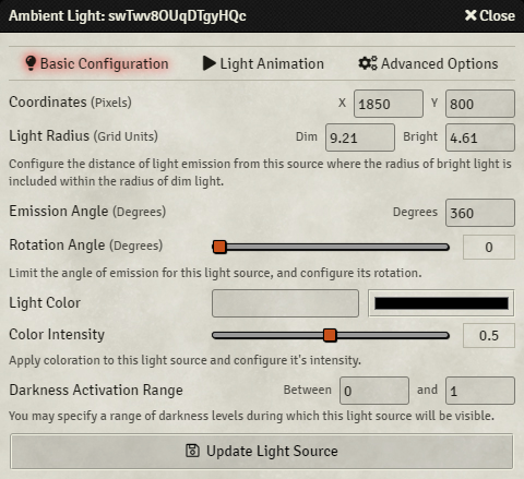 Lighting Configuration - Basic Configuration