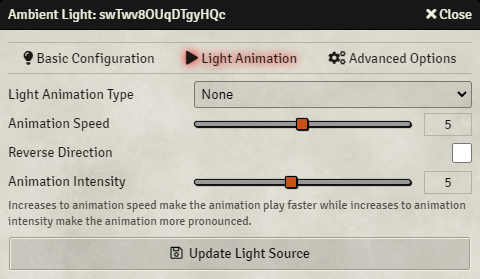 Lighting Configuration - Light Animations