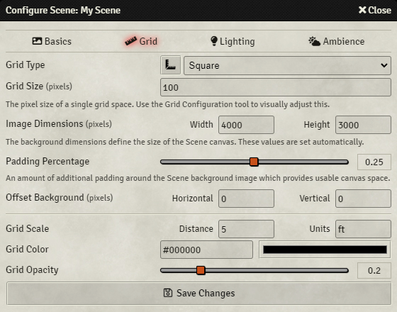 Scene Config - Grid Tab