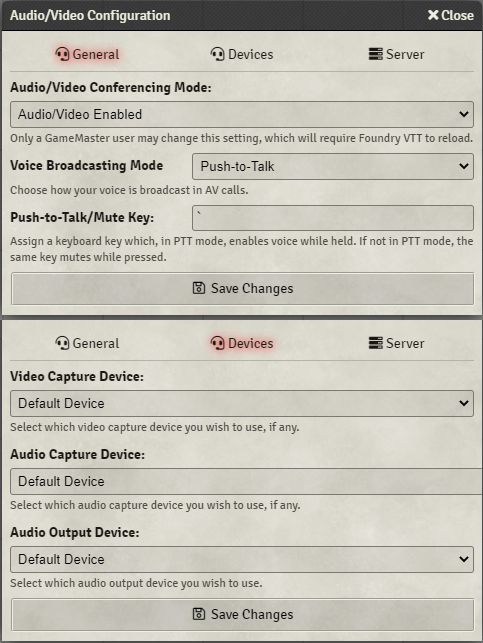 Audio Visual Configuration