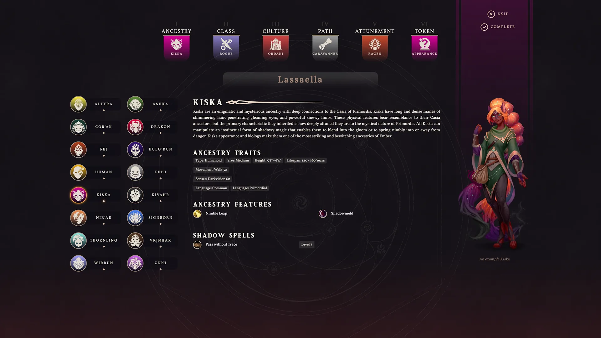 Character Creator Screen in Ember