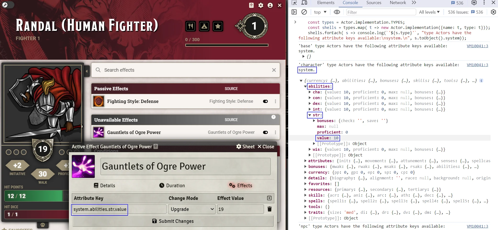 Finding an Attribute Key for Use with Active Effects