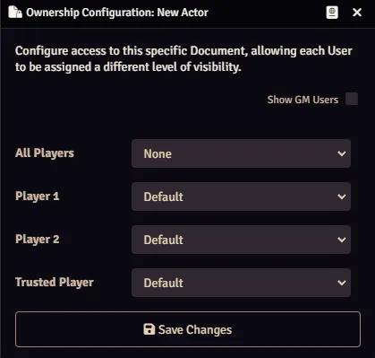 Getting Started - Actor Permissions