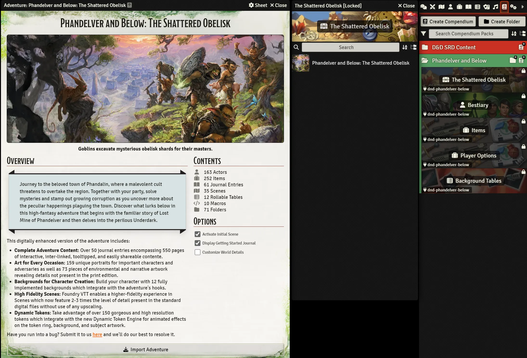 Importing Content From an Adventure