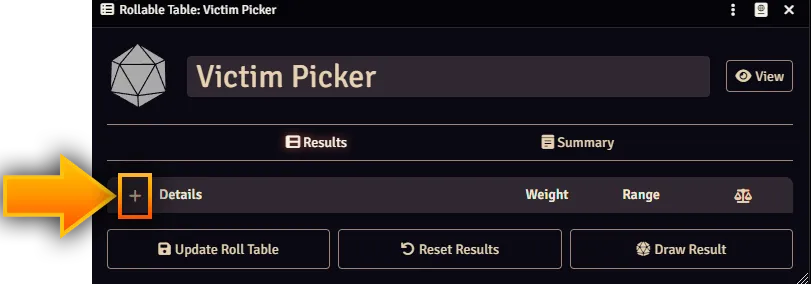 A simple example Rollable Table with the Create Table button is also shown.