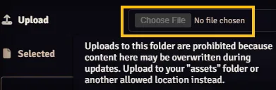 Attempting to upload a file to a prohibited location