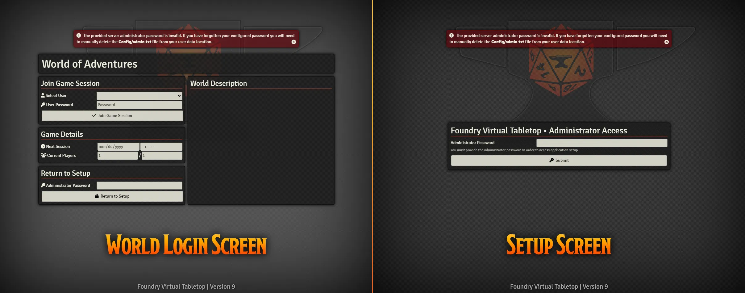 How to Reset Your Administrator Password | Foundry Virtual Tabletop